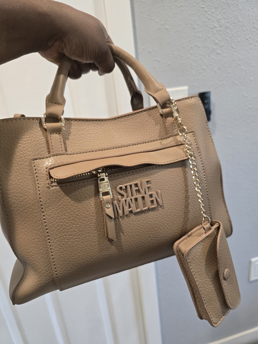 Steve Madden Tan Pebble Leather Satchel